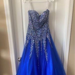 Cobalt Blue strapless jewel prom dress. Excellent used condition!
